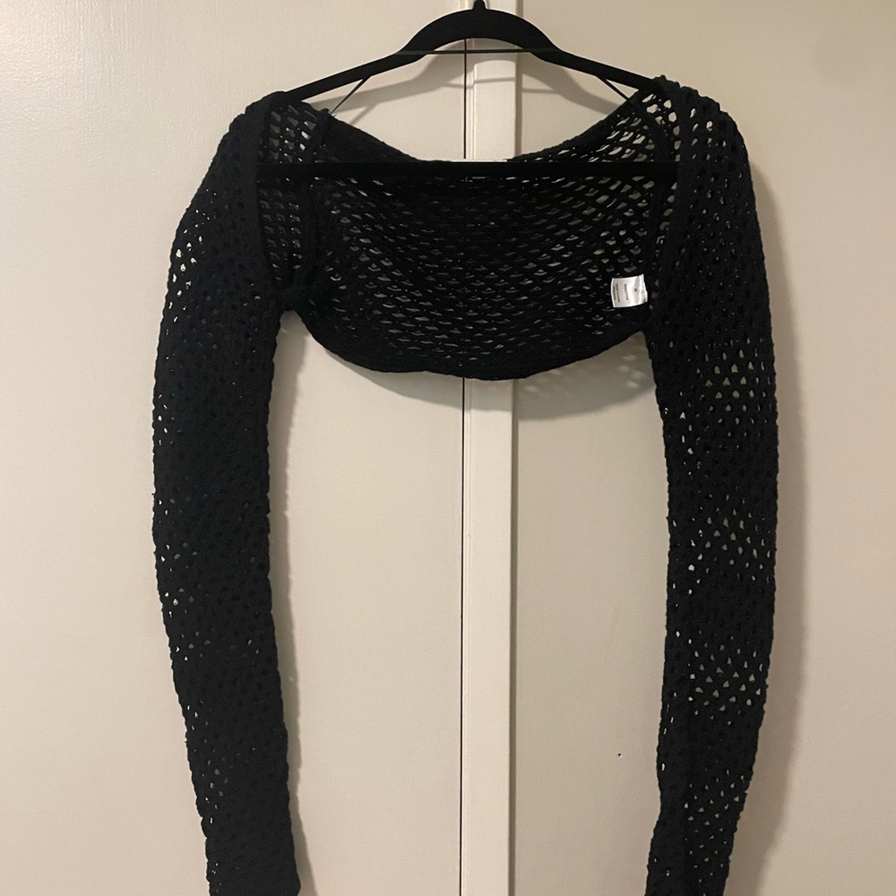 LA HEARTS Knitted Black Fishnet Top